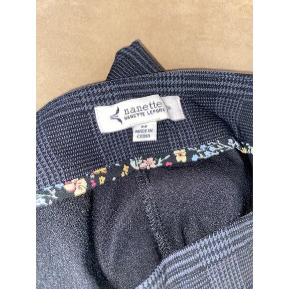 NWT $78 Nanette Lepore Black Grey size Medium Plaid Stretchy Pants - Picture 4 of 9